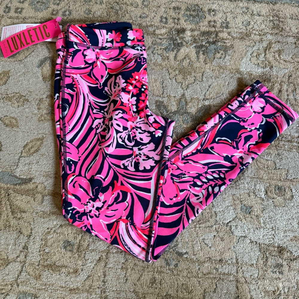 Lilly Pulitzer Pink and Navy Kids Leggings